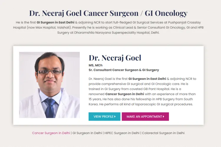 Facing Cancer in Delhi? Find Hope with Dr. Neeraj Goel, a Top Cancer Surgeon